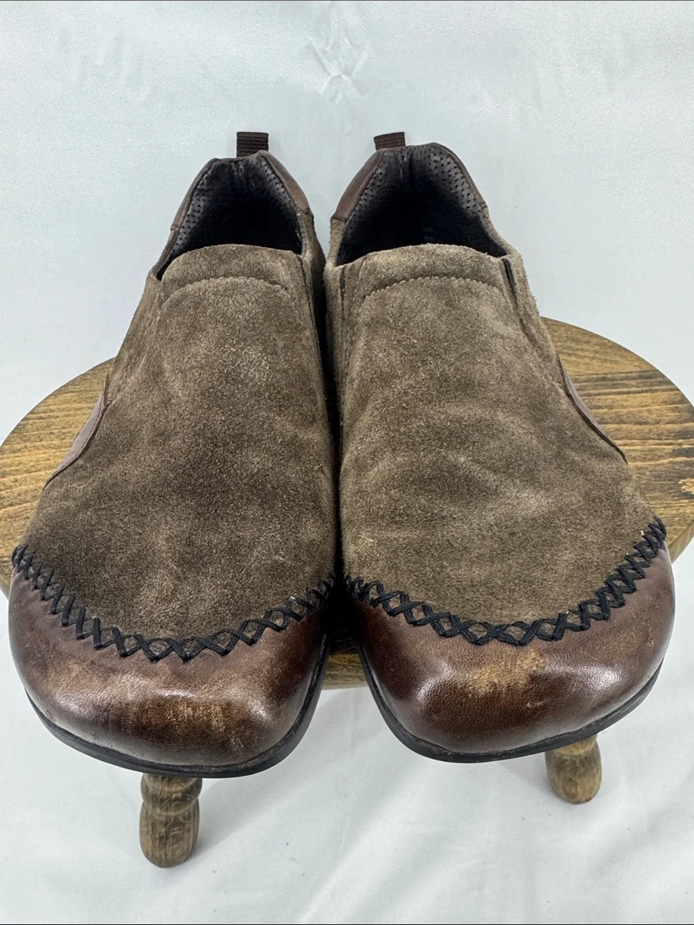 Earth Womens Radius Caribou Brown Suede w/ Leather Slip-On Moccasins, sz 8,5